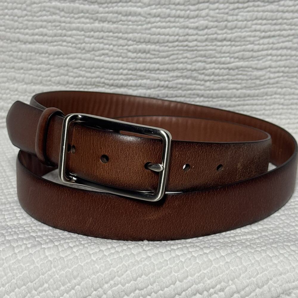 Boconi Nashville Size 42 Men Brown Leather Buckle Handcrafted Dress Belt